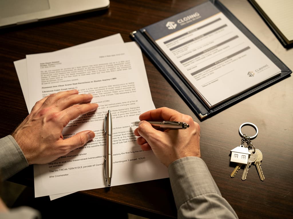 Signing real estate closing documents at a title company